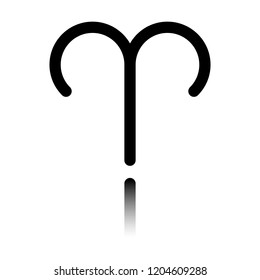 Astrological sign. Aries simple icon. Black icon with mirror reflection on white background