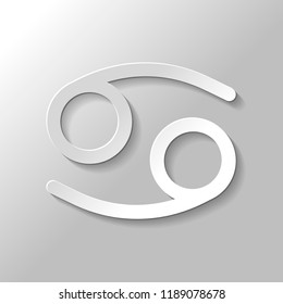 Astrological sign. Cancer simple icon. Paper style with shadow on gray background