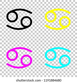 Astrological sign. Cancer simple icon. Colored set of cmyk icons on transparent background