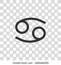 Astrological sign. Cancer simple icon. Black symbol on transparency grid