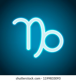 Astrological sign. Capricorn simple icon. Neon style. Light decoration icon. Bright electric symbol