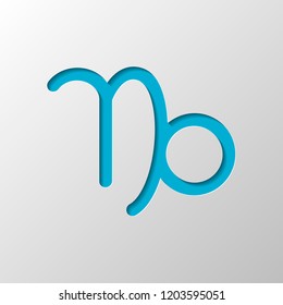 Astrological sign. Capricorn simple icon. Paper design. Cutted symbol with shadow
