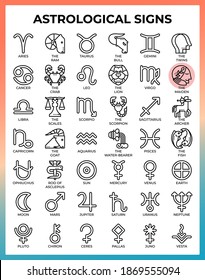 Astrological sign concept line icons set in modern style for ui, ux, web, app, brochure, flyer and presentation design, etc.