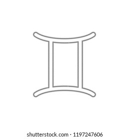 Astrological sign. Gemini simple icon. Dotted outline silhouette with shadow on white background