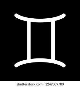 Astrological sign. Gemini simple icon. White icon on black background. Inversion