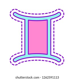 Astrological sign. Gemini simple icon. Colored sketch with dotted border on white background