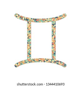 Astrological sign. Gemini simple icon. Colored mosaic with polygons