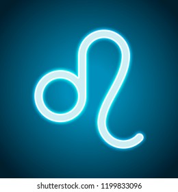 Astrological sign. Leo simple icon. Neon style. Light decoration icon. Bright electric symbol