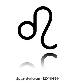 Astrological sign. Leo simple icon. Black icon with mirror reflection on white background