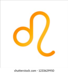 Astrological sign. Leo simple icon. Orange sign with low light on white background