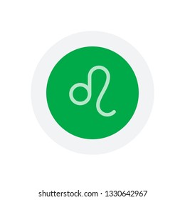 Astrological sign. Leo simple icon. Icon in colored circle with gray bold border. Web button, modern flat design