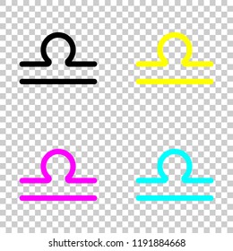 Astrological sign. Libra simple icon. Colored set of cmyk icons on transparent background