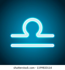 Astrological sign. Libra simple icon. Neon style. Light decoration icon. Bright electric symbol