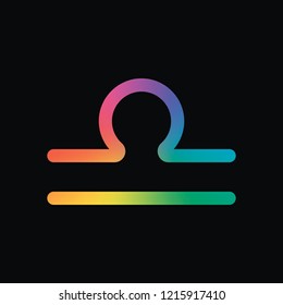 Astrological sign. Libra simple icon. Rainbow color and dark background