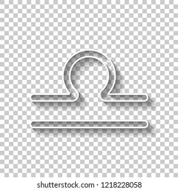 Astrological sign. Libra simple icon. White outline sign with shadow on transparent background