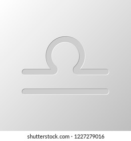 Astrological sign. Libra simple icon. Paper design. Cutted symbol. Pitted style