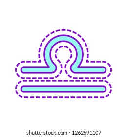 Astrological sign. Libra simple icon. Colored sketch with dotted border on white background