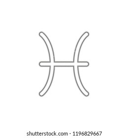 Astrological sign. Pisces simple icon. Dotted outline silhouette with shadow on white background
