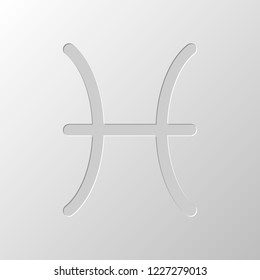 Astrological sign. Pisces simple icon. Paper design. Cutted symbol. Pitted style