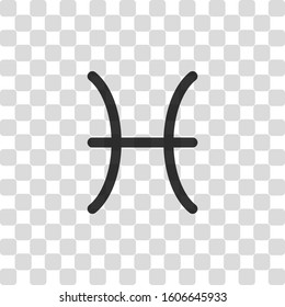 Astrological sign. Pisces simple icon. Black symbol on transparency grid