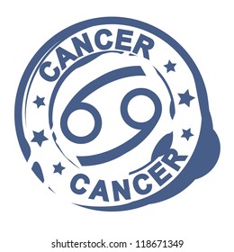 astrological sign rubber stamp with cancer symbol
