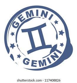 astrological sign rubber stamp with gemini symbol