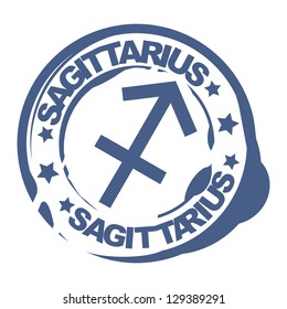 astrological sign rubber stamp with sagittarius symbol