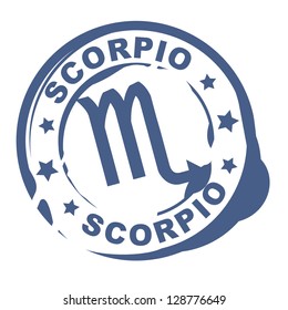 astrological sign rubber stamp with scorpio symbol