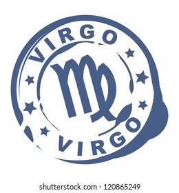 astrological sign rubber stamp with virgo symbol