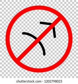 Astrological sign. Sagittarius simple icon. Not allowed, black object in red warning sign with transparent background