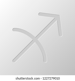 Astrological sign. Sagittarius simple icon. Paper design. Cutted symbol. Pitted style