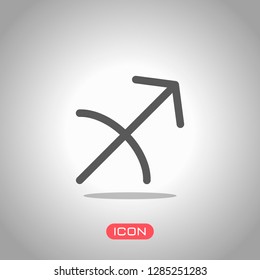 Astrological sign. Sagittarius simple icon. Icon under spotlight. Gray background