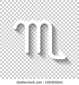 Astrological sign. Scorpio simple icon. White icon with shadow on transparent background