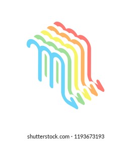 Astrological sign. Scorpio simple icon. Stack of colorful isometric icons on white background