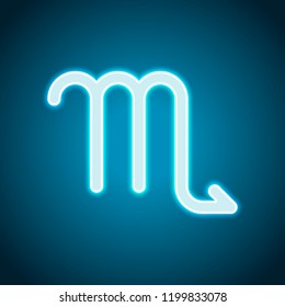 Astrological sign. Scorpio simple icon. Neon style. Light decoration icon. Bright electric symbol