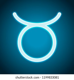 Astrological sign. Taurus simple icon. Neon style. Light decoration icon. Bright electric symbol