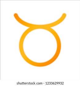 Astrological sign. Taurus simple icon. Orange sign with low light on white background