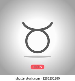 Astrological sign. Taurus simple icon. Icon under spotlight. Gray background