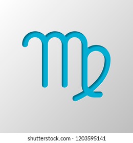 Astrological sign. Virgo simple icon. Paper design. Cutted symbol with shadow