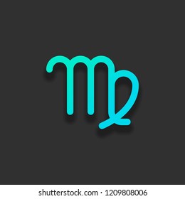 Astrological sign. Virgo simple icon. Colorful logo concept with soft shadow on dark background. Icon color of azure ocean