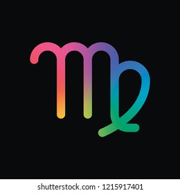Astrological sign. Virgo simple icon. Rainbow color and dark background