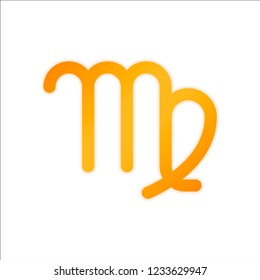 Astrological sign. Virgo simple icon. Orange sign with low light on white background