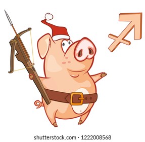 Astrological Sign in the  Zodiac Archer, Sagittarius. Cartoon Character