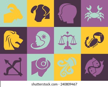 Astrological signs Icons Pack. Zodiac