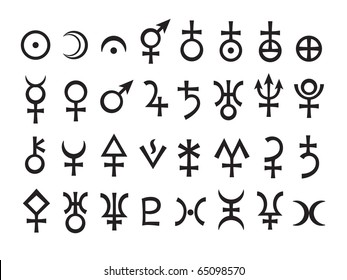 Astrological Signs of Planets (Astrology Symbols set)