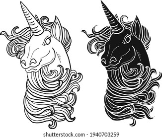 Astrological signs vector set.Zodiac collection.Unicorn illustration on background.