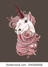 Astrological signs vector set.Zodiac collection.Unicorn illustration on background.