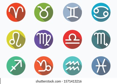 Astrological Signs, Vector zodiac icons set symbol