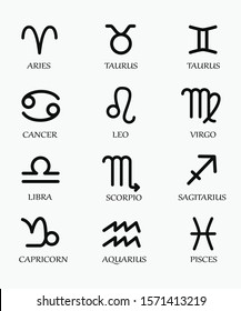 Astrological Signs, Vector Zodiac Icons Set Symbol