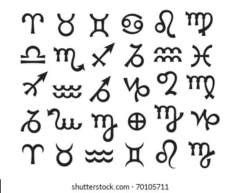 Astrological Signs of Zodiac (Astrology Symbols set)